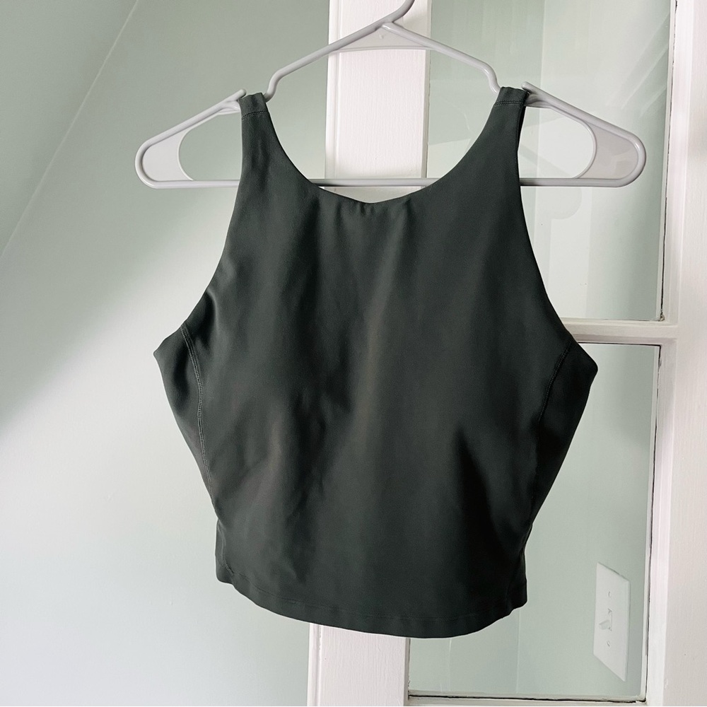 lululemon Align High Neck Tank Top • Size 8 • Gray Green Bra • Athleisure